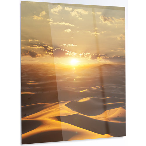 DesignArt Evening Sahara Desert With Sunlight On Metal Print | Wayfair