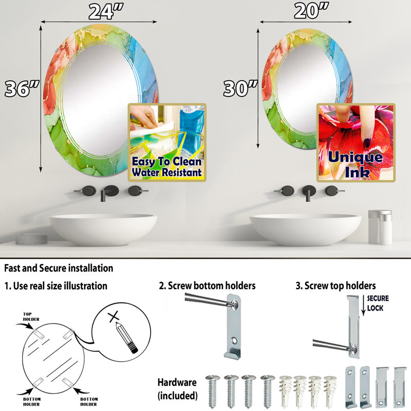 Miroir de salle de bain sans cadre, 30 po x 20 po