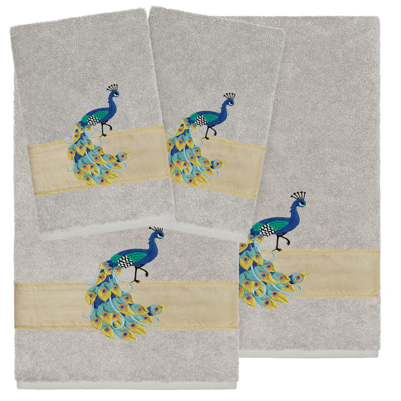 Ensemble de serviettes 4 pièces PENELOPE, Gris clair, 4