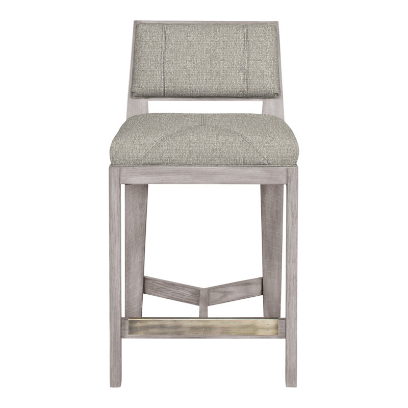 Scoville By Thom Filicia Upholstered Counter Stool with Solid Wood Frame, Gris colombe, Galet Tarbee