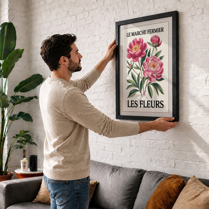 Peonies in Bloom Botanical - Framed Print, A1 - 84.1 x 59.4 cm, Unframed