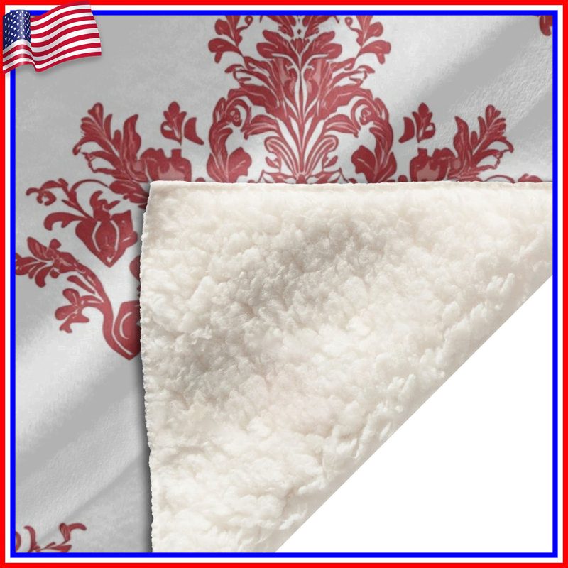 Red Damask Pattern Blankets, 50in W x 60in H