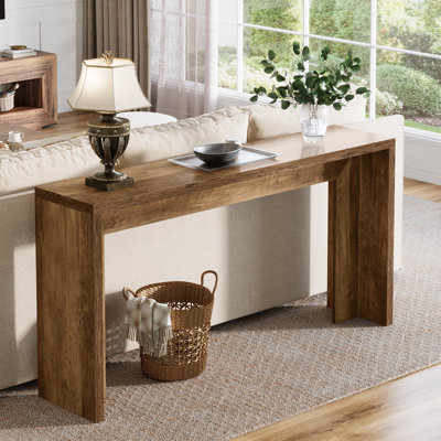 55-inch Console Table For Entryway, Farmhouse Wooden Sofa Table Behind Couch
