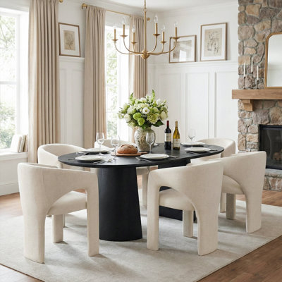 47"–83" Extendable Oval Dining Table Set with Upholstered Chairs