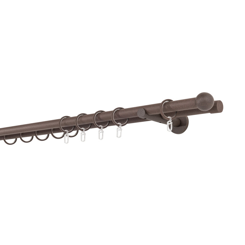 Curtain rod made to measure 20mm ball, 2cm H x 120cm W x 12cm D, Rust