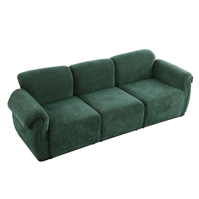 93" Length , Fashionable Modular Sofa, Iron Frame,   Chenille Sofa, GREEN, Suitable For Living Room, Bedroom, Green Chenille