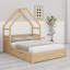 Lit pour grand lit pour enfants, lit plateforme bas avec 2 tiroirs de rangement, cadre de lit en bois avec garde-corps et toit-726663985