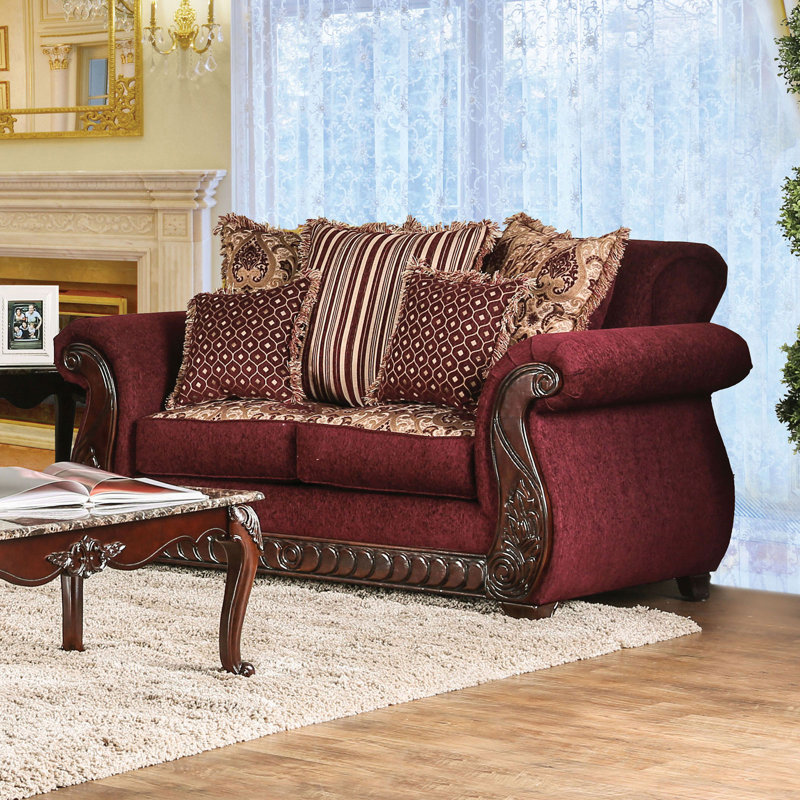 Aarn Upholstered 72'' Loveseat, Wine Polyester Blend