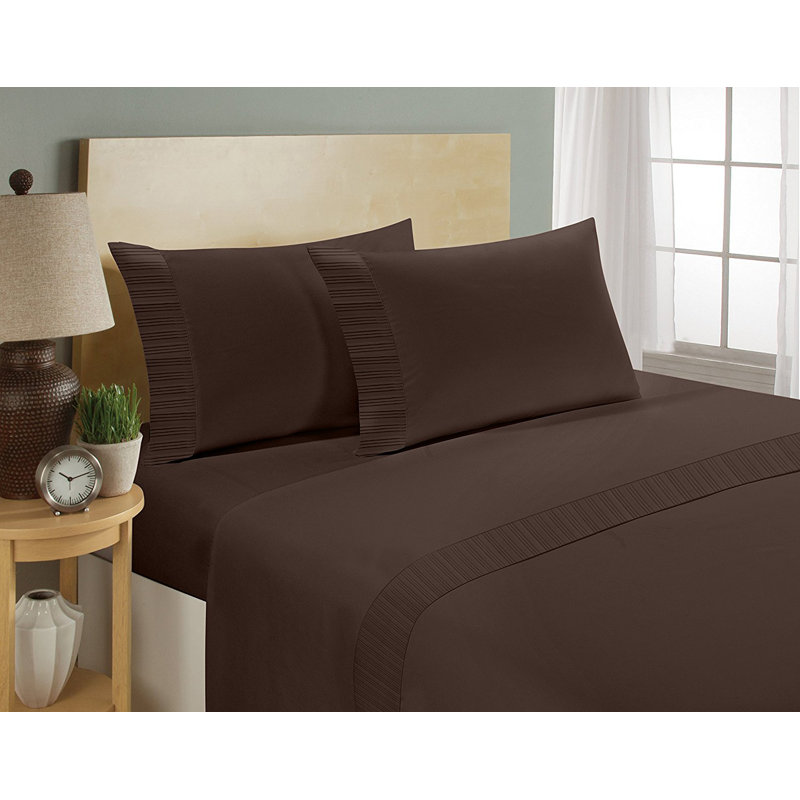 Ensemble de draps Chamberlain London, Ensemble de draps pour lit simple avec un drap-hou, Brun