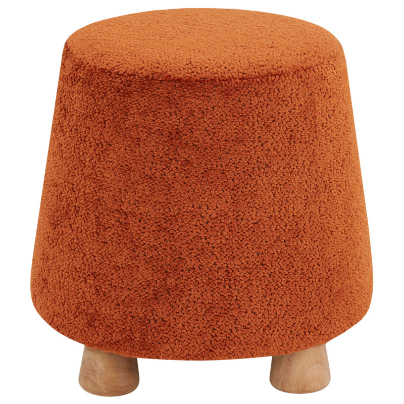 Round Chenille Ottoman, Rust