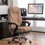 Chaise de bureau, brun, avec repose-pieds, 6 et massage thermique, hauteur réglable, inclinable pour les employés de bureau