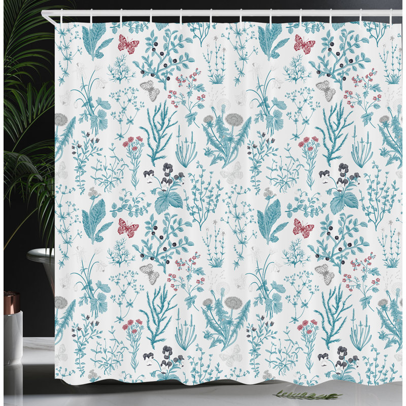 Rideau de douche simple et crochets Mixed, H 69 po x l 84 po, Bleu turquoise foncé