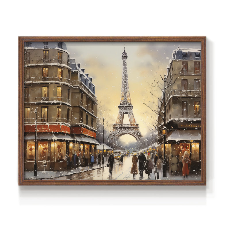 Chirstmas Art-CCCVIII -Framed Print - Restickable, H 11 po x l 14 po, Noyer