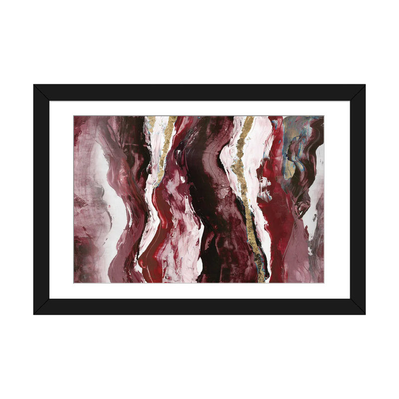 Effectus II, Rouge, Papier noir avec cadre d'angle ouvert, H 16 po x l 24 po