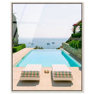«Turquoise Terrace II», reproduction d'art acrylique encadrée par Notoriart, cadre argenté, H 46 po x l 37 po