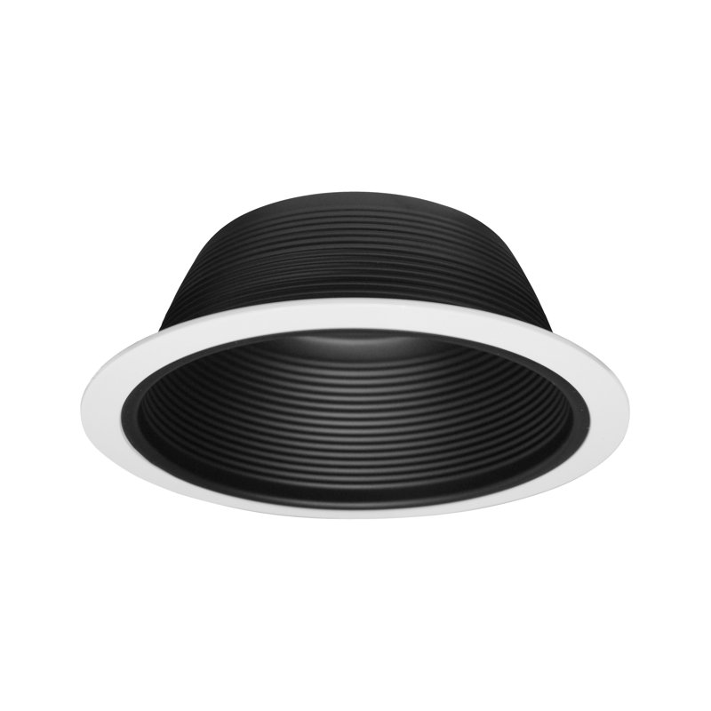 6-Inch Black and White Steel Baffle Recessed Trim