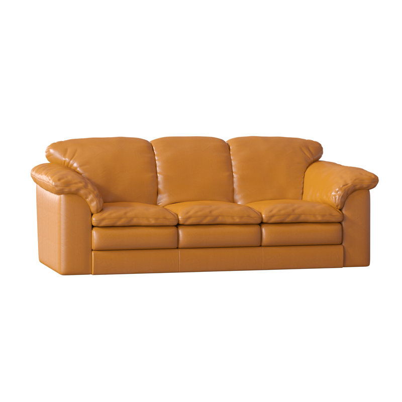 Canapé en cuir véritable avec accoudoirs coussinés de 92 po Oregon, Tangerine Europa