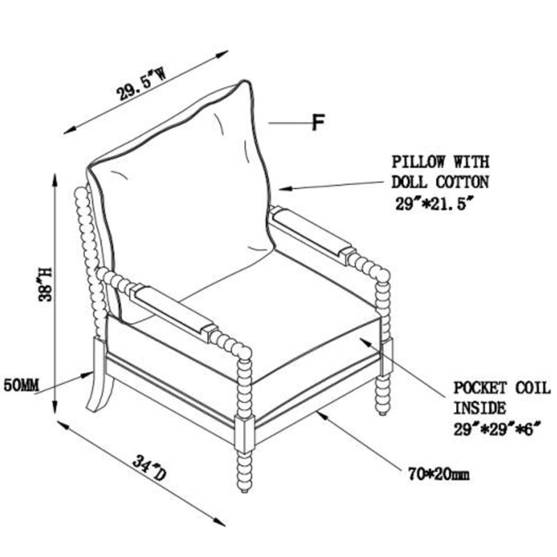 Fauteuil d'appoint Herndon, Rayures bleu marine, Blanc