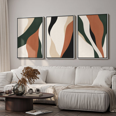 Framed Wall Art Abstract Vintage Antique Classic for Bedroom - 16"x24"x3 panels
