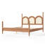 Grand lit plateforme, cadre de lit à baldaquin en bois avec tête de lit courbée tissée, lit élégant pour la chambre à coucher, naturel