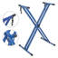 Support pour clavier 5 leviers à double noyau de style X pour 49 à 88 touches - Bleu
