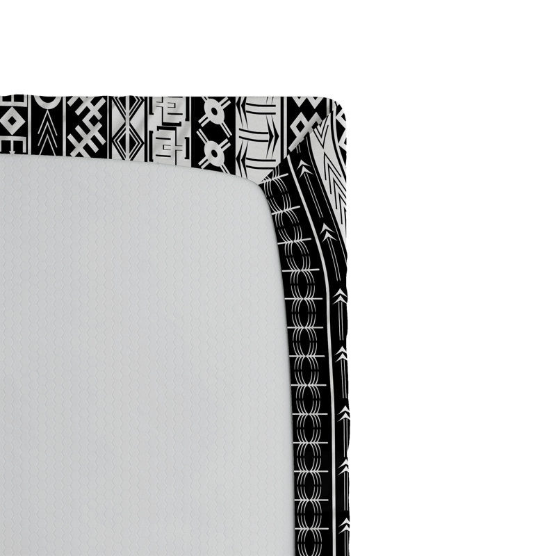 Ambesonne Prehistoric Fitted Sheet 2-Pack Tribal Motif Pattern Black White, Full Sheet Set