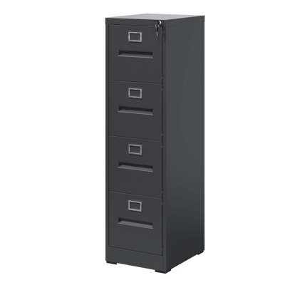4 Drawer Metal Vertical File Cabinet with Lock for Office and Home, Ideal for A4, Legal/Letter Size Documents, Efficient Storage Solution with Assembly Required
