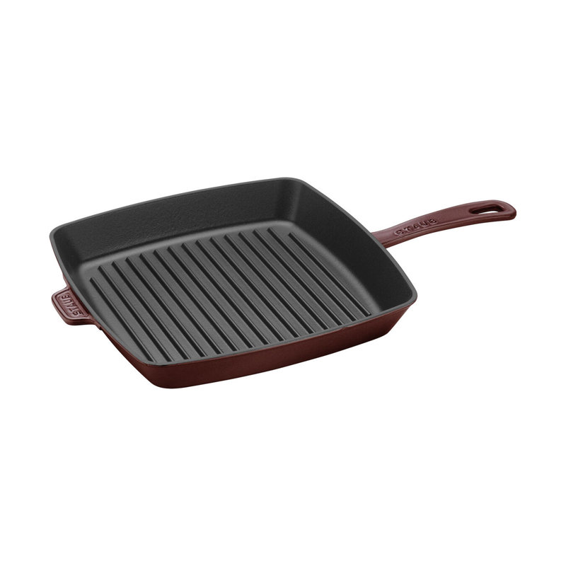 Staub Cast Iron Square Grill Pan, Grenadine