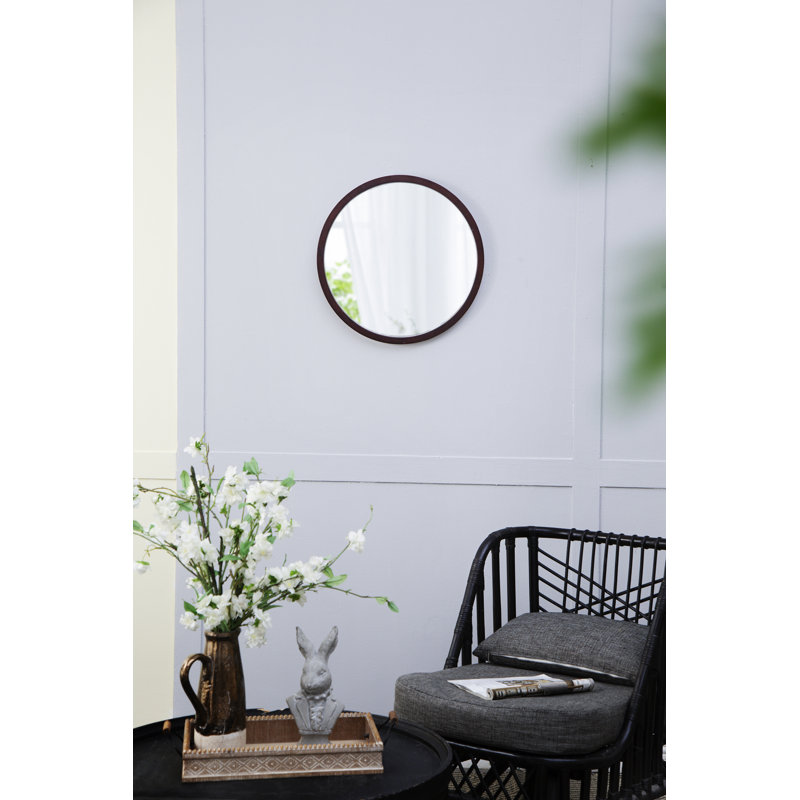 Miroir mural 20 "x 20" avec cadre en bois, Noyer
