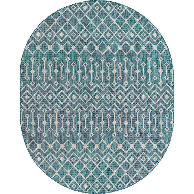Tapis d'extérieur couleur vert pâle, Ovale 7 pi 10 po x 10 pi