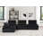 Aveline 160"W Black Velvet 4-Seater Modular Sofa-575148524
