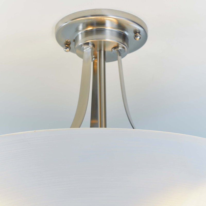 Miltiades Glass Semi Flush Mount, Satin Chrome