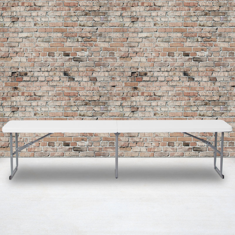 Kalish 10.25"W x 71"L Bi-Fold Granite White Plastic Bench with Carrying Handle