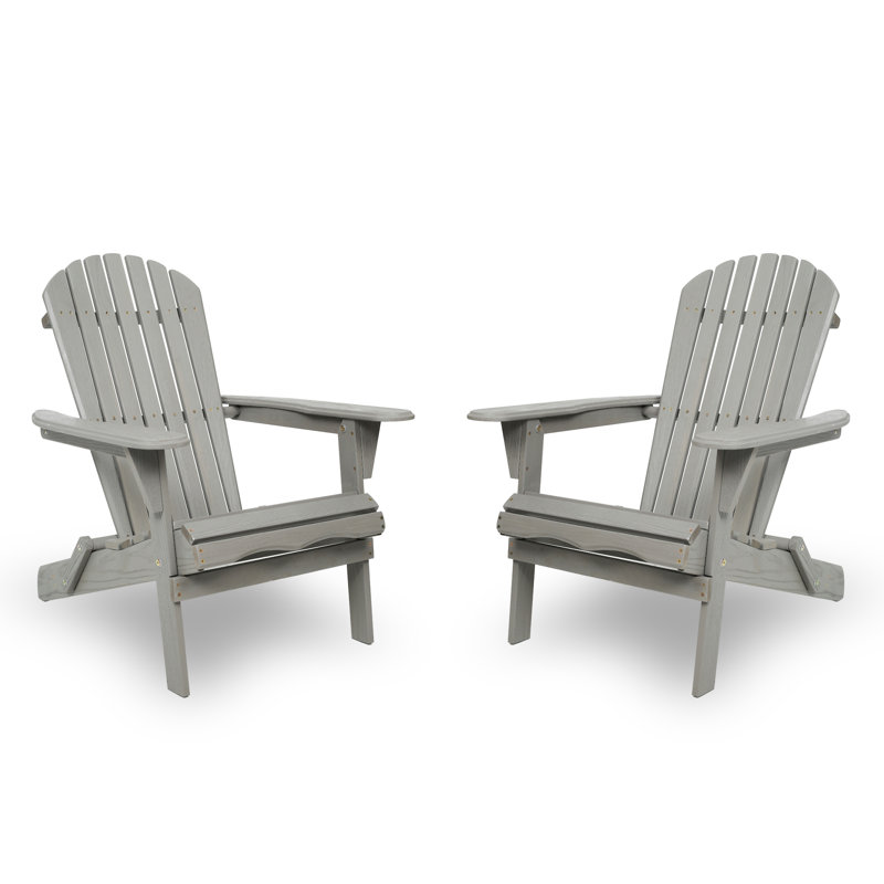 Ensemble de 2 chaises longues en bois de cèdre massif avec grain de bois, Gris clair