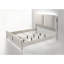 Lit bouclé gris clair et blanc perle avec DEL-1648180469