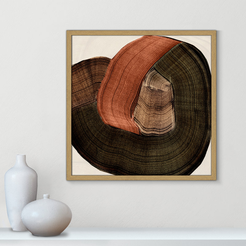«Folded Earth II» par , Grain de bois naturel, L 23,5 po x H 23,5 po, Impression encadrée