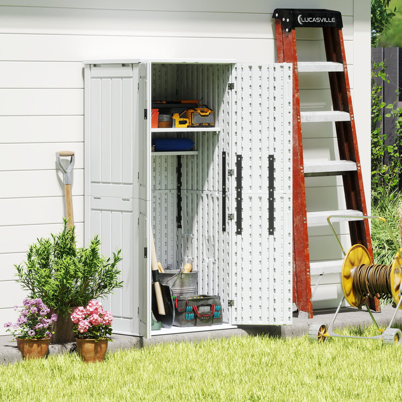 Armoire de rangement en résine et verrouillable EHHLY, Blanc polaire