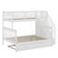 Lit superposé simple au-dessus d'un lit double avec lit gigogne simple, rangement et garde-corps-112870370