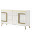 Ensemble de chambre à coucher moderne 4 pièces avec commode blanche et dorée, commode et 2 tables de chevet assorties pour un rangement contemporain