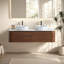 Meuble-lavabo Erba de 60 pouces avec lavabo, armoire murale en noyer avec porte-serviettes offert, lavabo double en céramique blanche de Carrare, sans bonde ni robinet, préassemblé-1598883551-1598883545