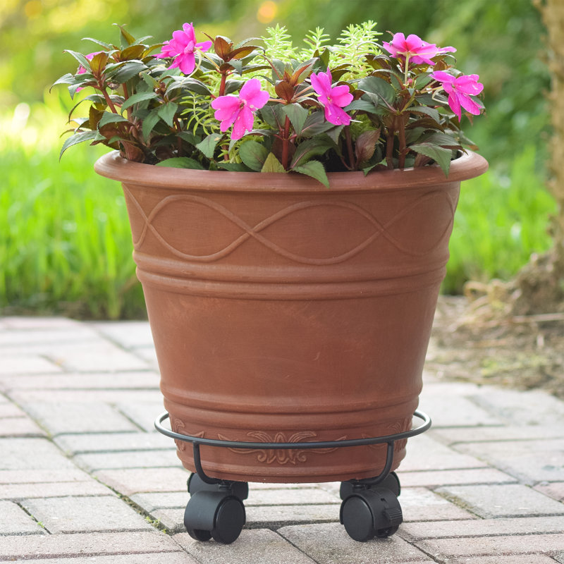 Alphonsus Metal Weather Resistant Caddy Plant Stand, 10.6"