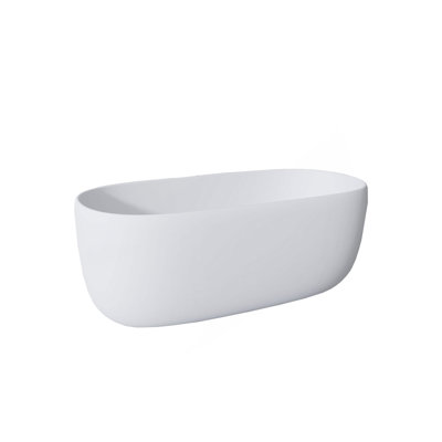 51'' Freestanding Bathtub Resin Stone Soaking Bathtub Solid Surface Modern Tubs With Overflow And Pop-Up Drain In White