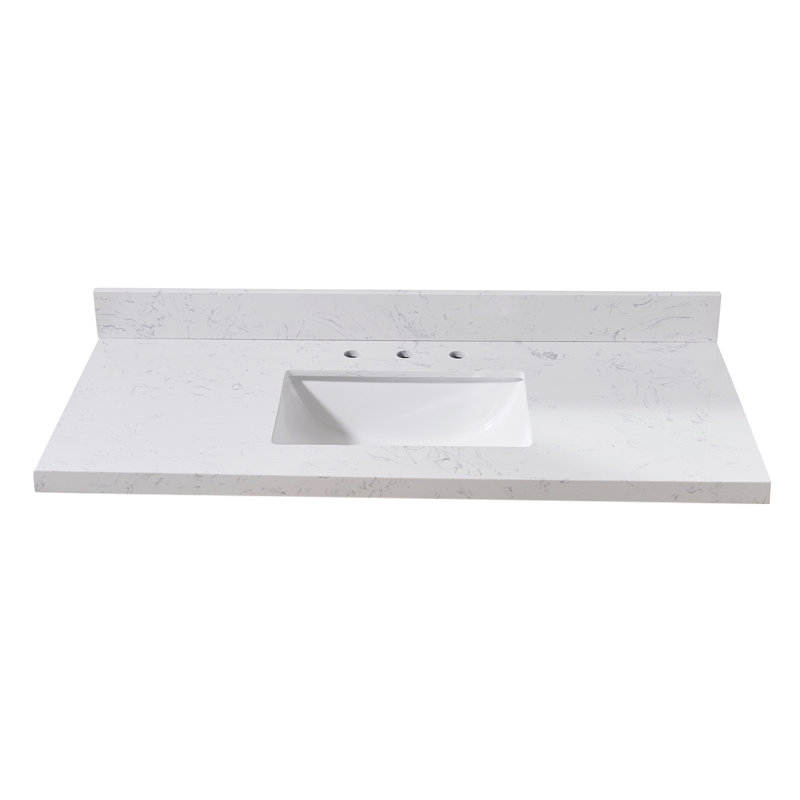49" Aosta White Composite Stone Vanity Top with Ceramic Sink