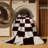 Machine Washable Checkered Beige Area Rug-1877980449