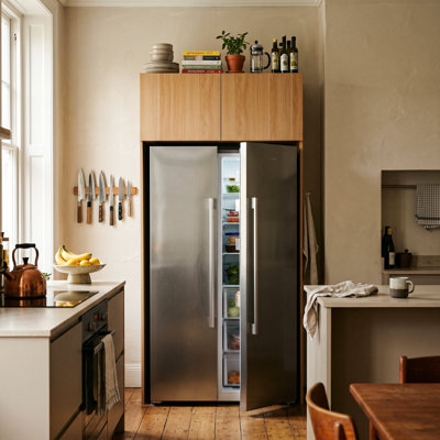Raymund 92.5"H Pantry Cabinet Refrigerator Cabinet With Overhead Storage For Kitchen & Laundry Room