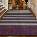 Himalayan Wool Striped Area Rug in Mulberry/Yellow