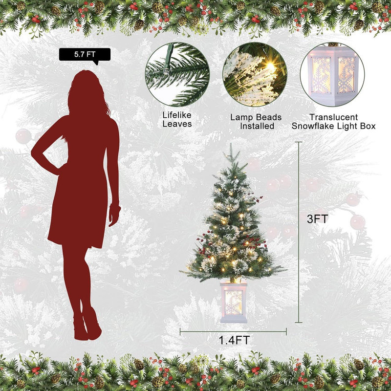 3' H Lighted Artificial Christmas Tree