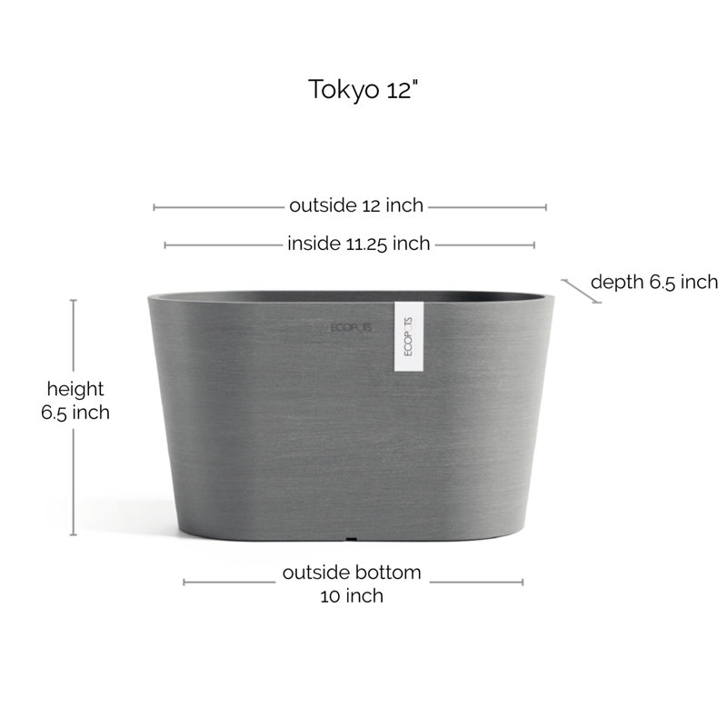 Pot Planter, 6.5" H x 12" W x 6.5" D, Gray