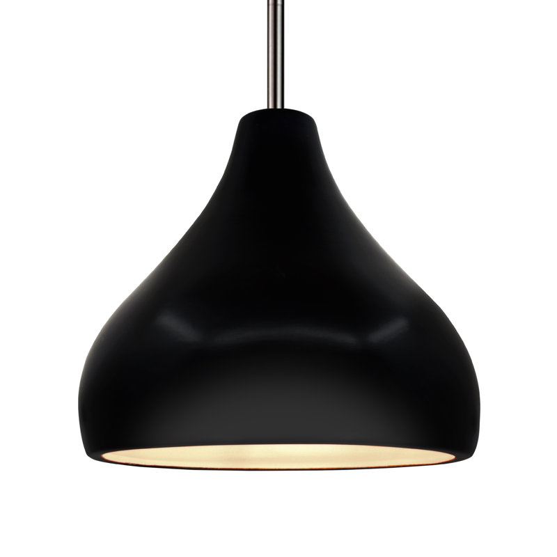 Luminaire suspendu à 1 lumière Meydan, Noir lustré, H 9,5 po x l 13,5 po x P 13,5 po, Nickel brossé