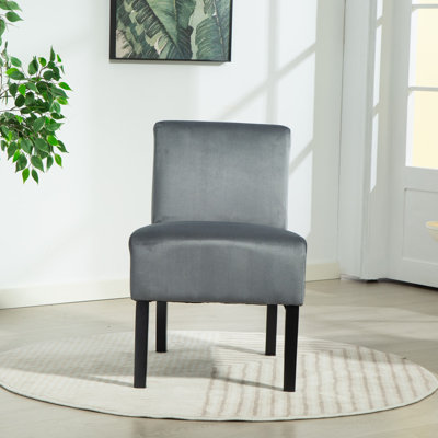 Valina Velvet Fabric Armless Accent Chair